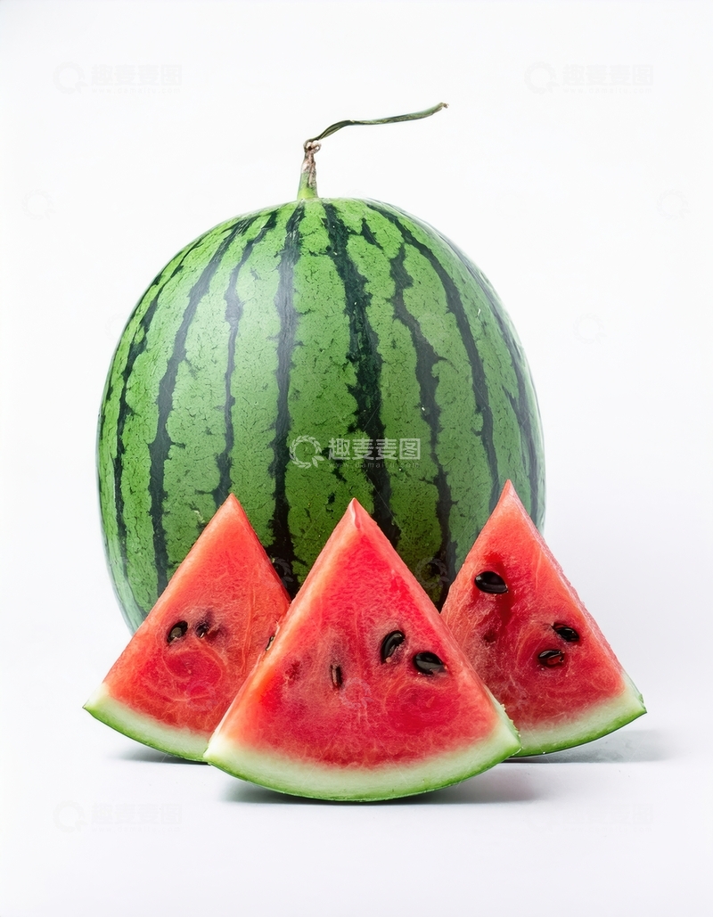 高清大图下载【趣麦麦图】整瓜搭配三角红瓤西瓜块