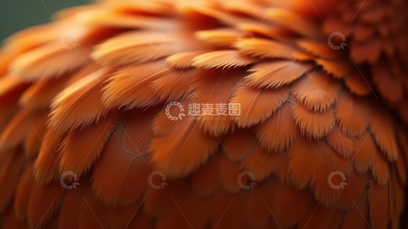 高清大图下载【趣麦麦图】橙红色羽毛密集呈现