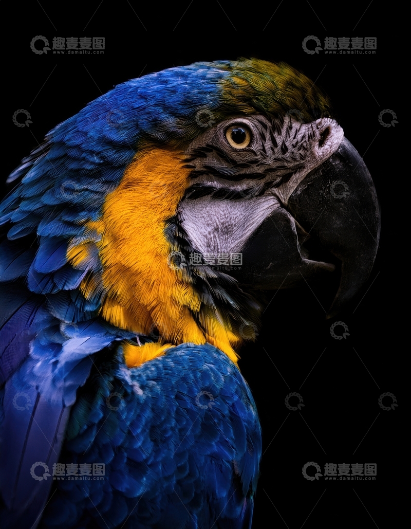 高清大图下载【趣麦麦图】又一蓝黄金刚鹦鹉特写