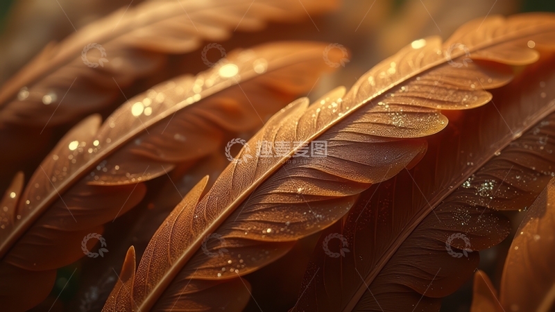高清大图下载【趣麦麦图】棕褐色带水珠羽毛图景