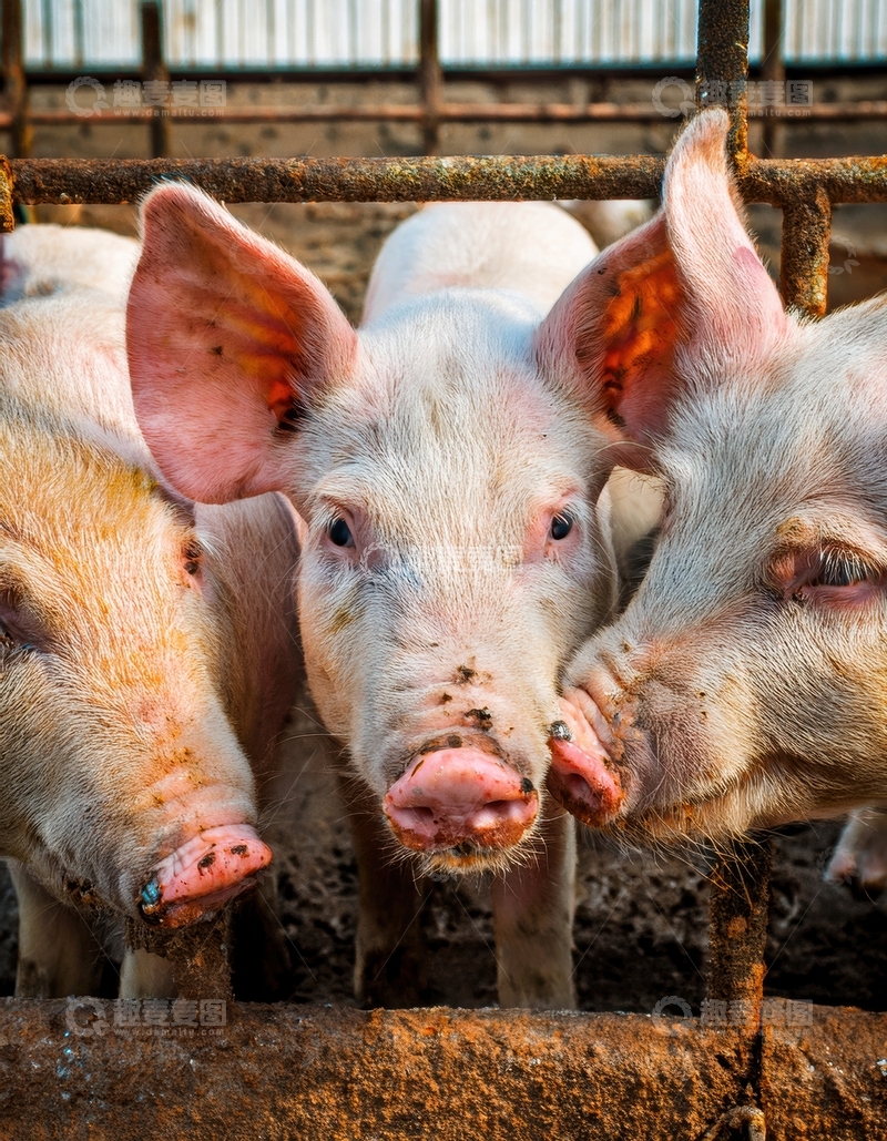 高清大图下载【趣麦麦图】围栏边的几头小猪