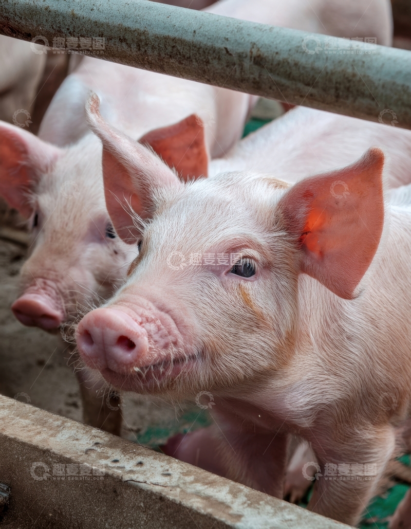 高清大图下载【趣麦麦图】小猪围栏边活泼张望