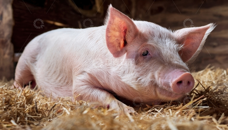 高清大图下载【趣麦麦图】干草堆里的小猪