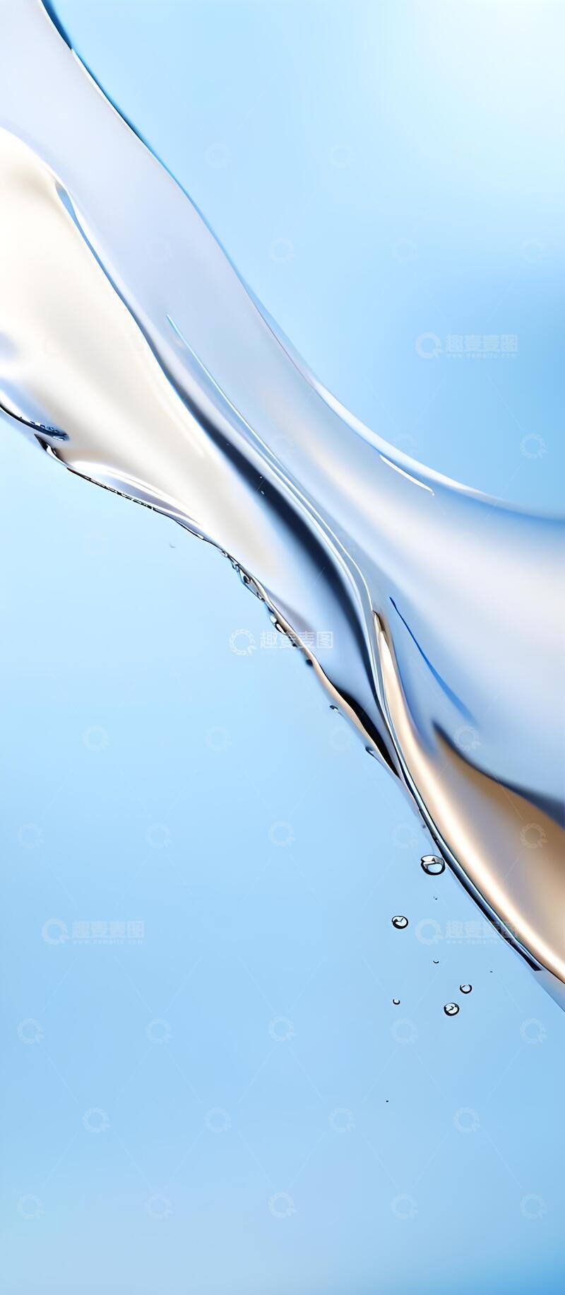 高清大图下载【趣麦麦图】轻柔蓝调流动曲线背景图2