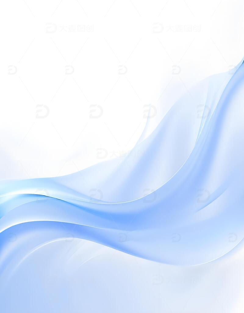 高清大图下载【趣麦麦图】空灵蓝白渐变柔波背景图6