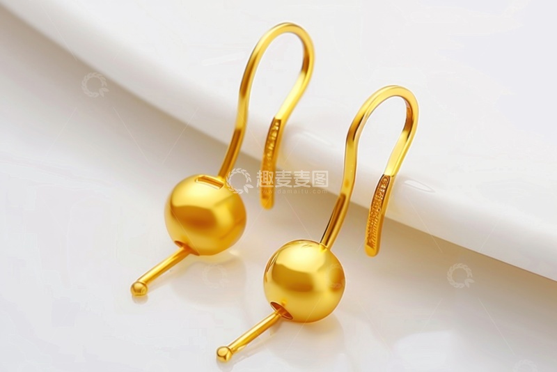 高清大图下载【趣麦麦图】一对黄金耳饰1