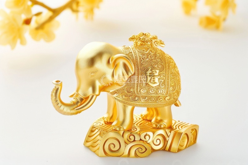 高清大图下载【趣麦麦图】黄金大象雕刻饰品
