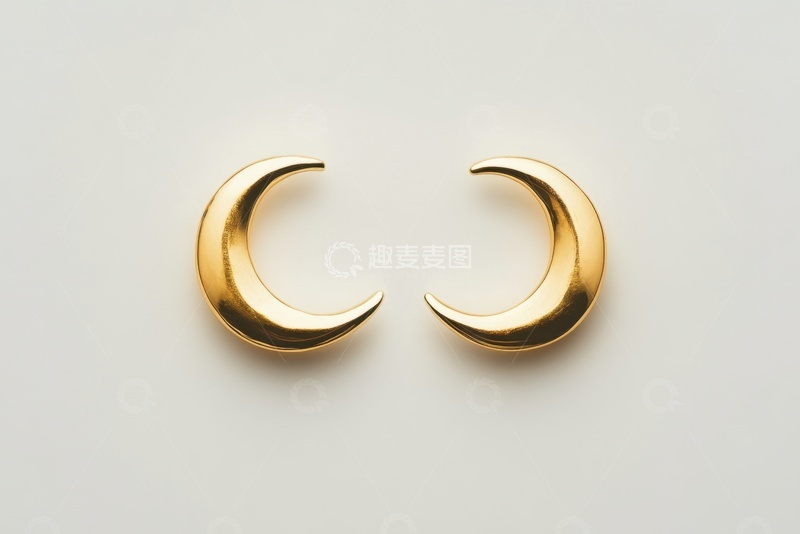 高清大图下载【趣麦麦图】月牙黄金耳钉