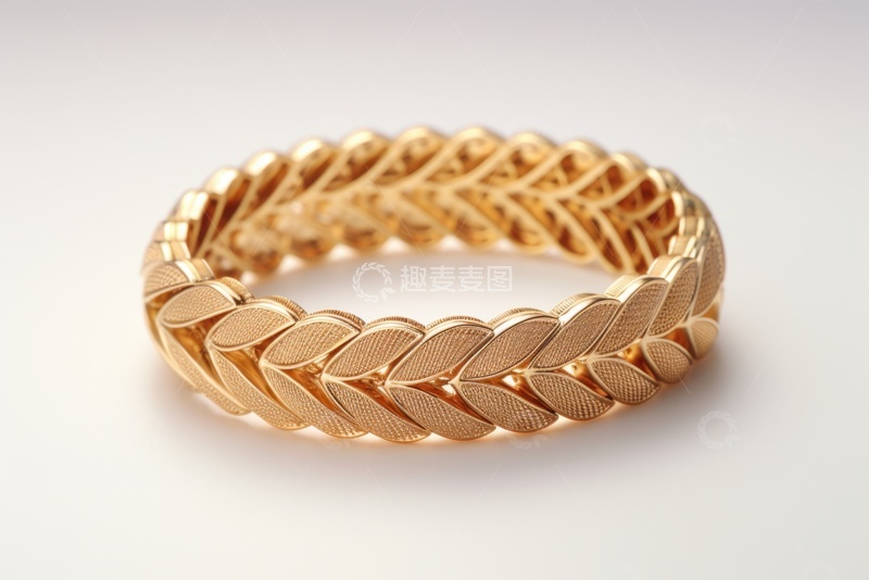高清大图下载【趣麦麦图】树叶状黄金手镯