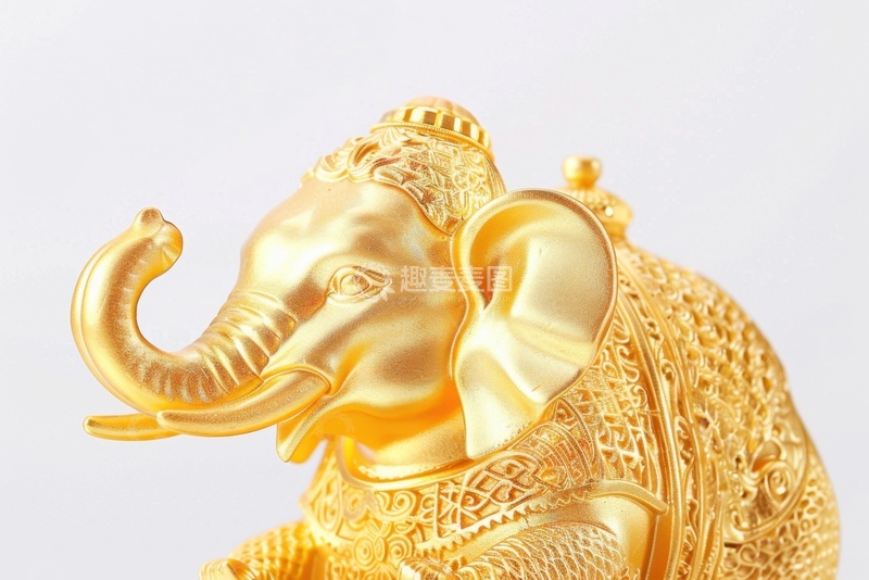 高清大图下载【趣麦麦图】一头黄金大象雕刻品