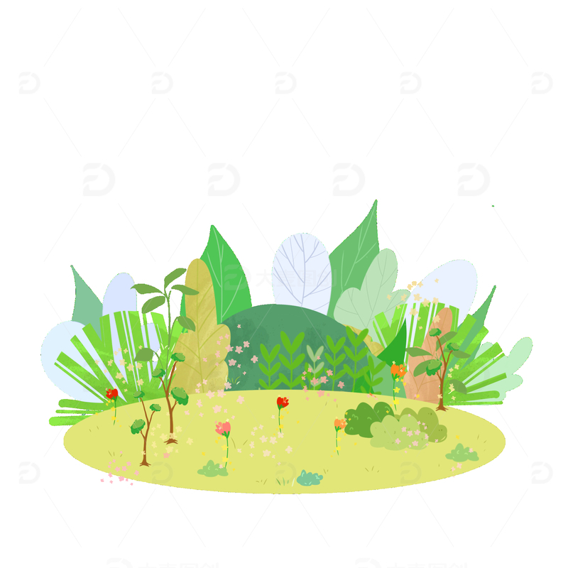 绿色草丛插画元素