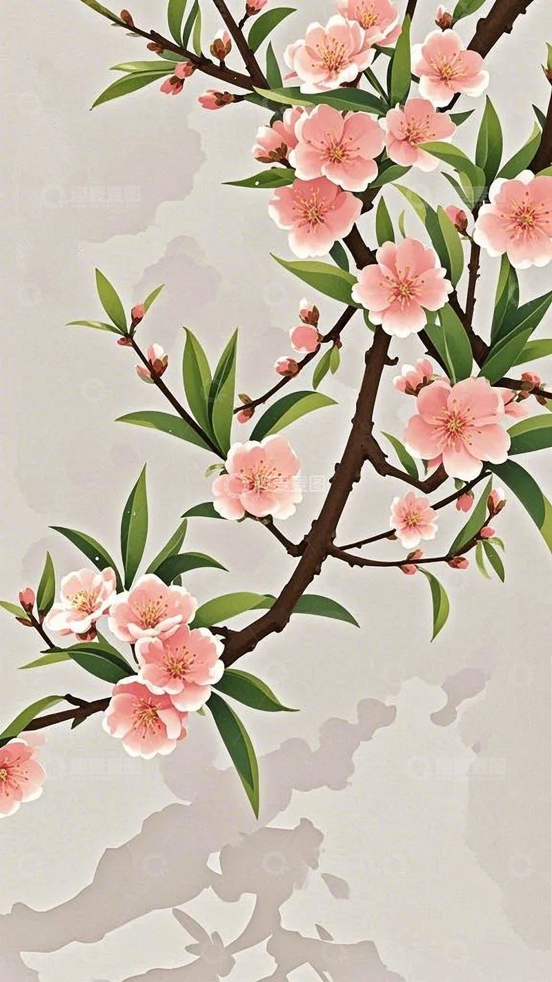 高清大图下载【趣麦麦图】国风桃花插画6