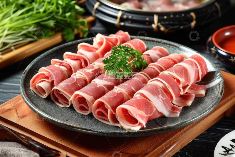 高清大图下载【趣麦麦图】一盘羊肉卷美食