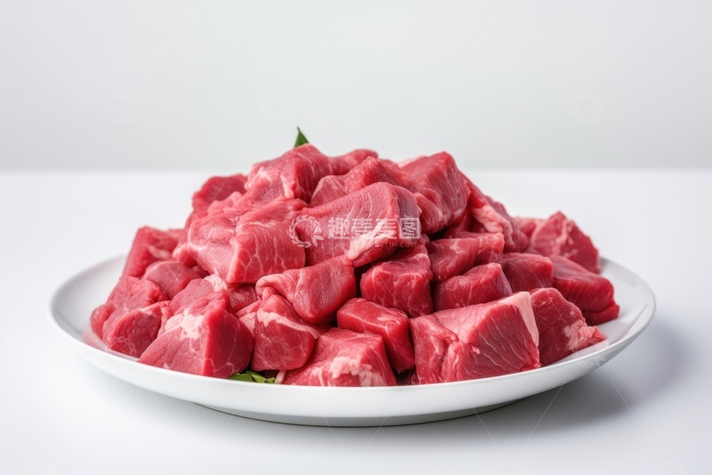 高清大图下载【趣麦麦图】一盘新鲜的牛肉切块