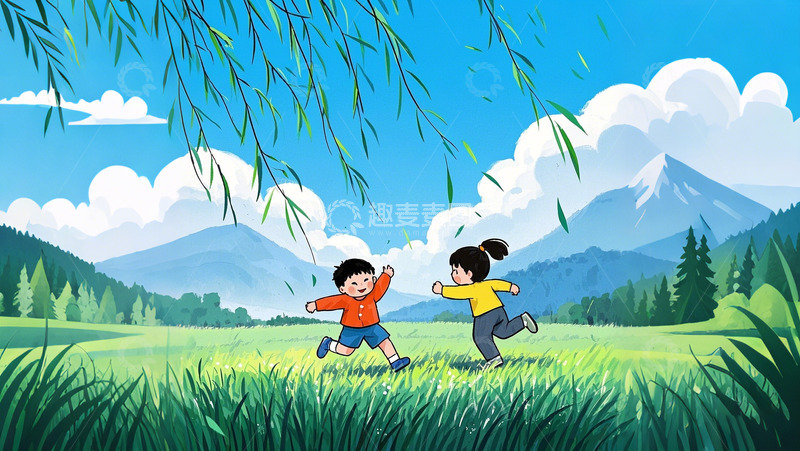 高清大图下载【趣麦麦图】清明踏青出游