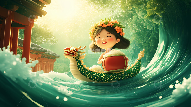 高清大图下载【趣麦麦图】创意卡通手绘端午节粽子插画1