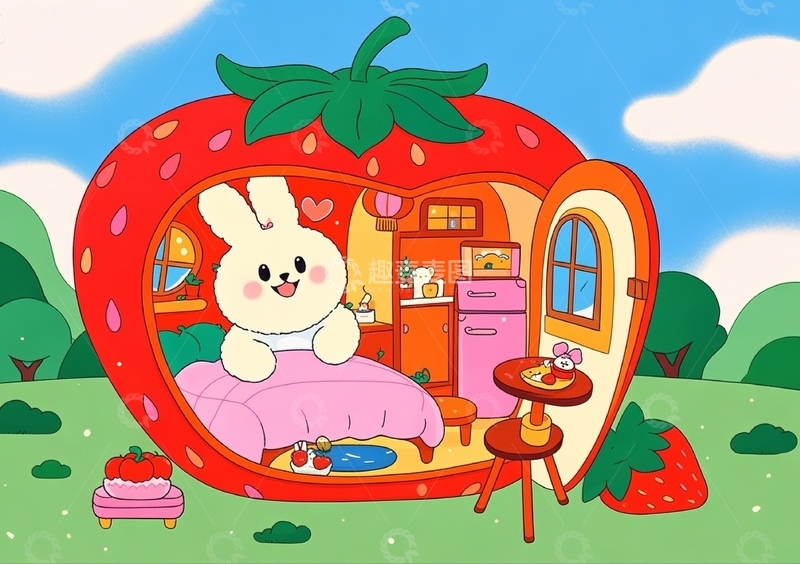 高清大图下载【趣麦麦图】小场景草莓屋