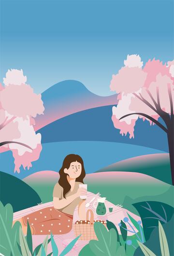 扁平踏青春季朋友露营野餐春游春天春日春季2