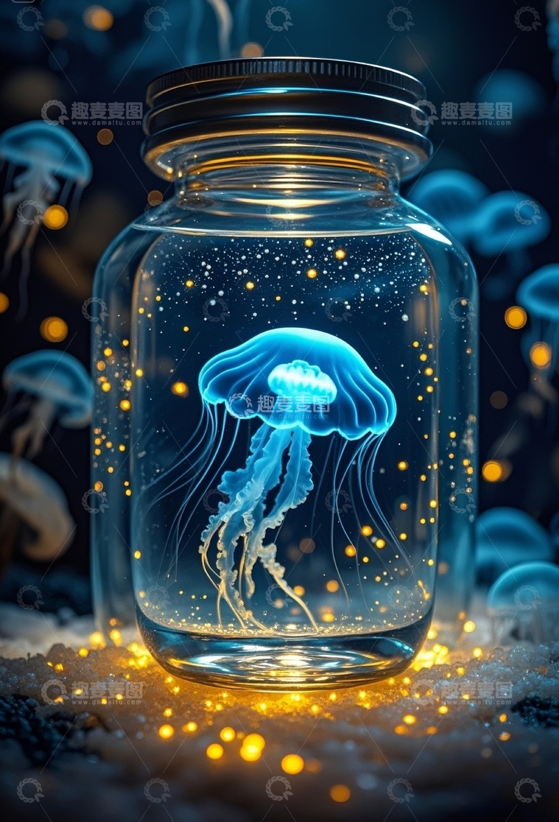高清大图下载【趣麦麦图】瓶中水母素材
