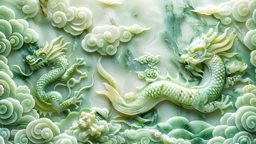 玉石墙龙形雕塑1