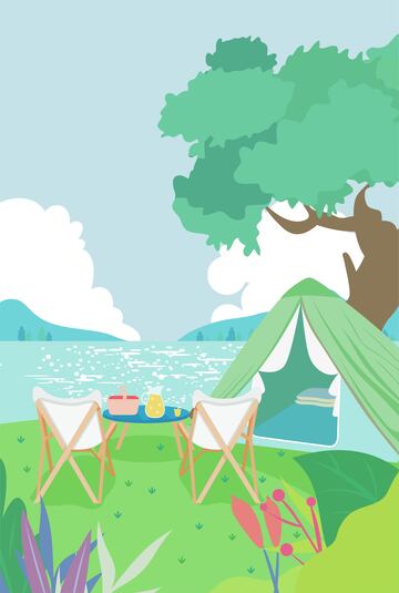 扁平踏青春季朋友露营野餐春游春天春日春季1