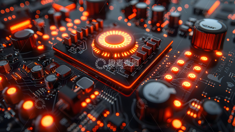 高清大图下载【趣麦麦图】芯片电路板特写科技感
