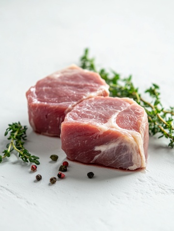 放在桌面的生猪肉块