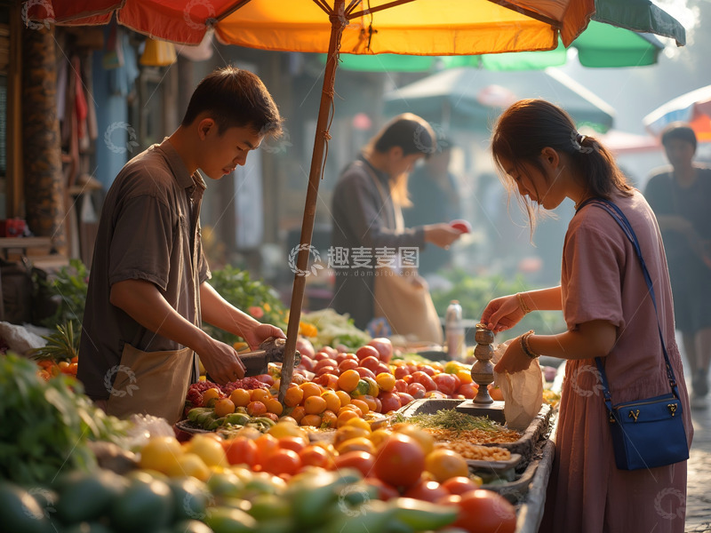 高清大图下载【趣麦麦图】水果蔬菜小摊