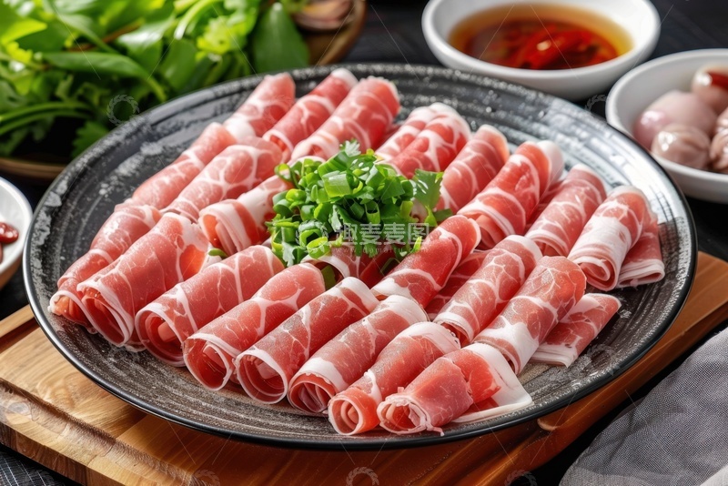 高清大图下载【趣麦麦图】一盘生羊肉卷美食