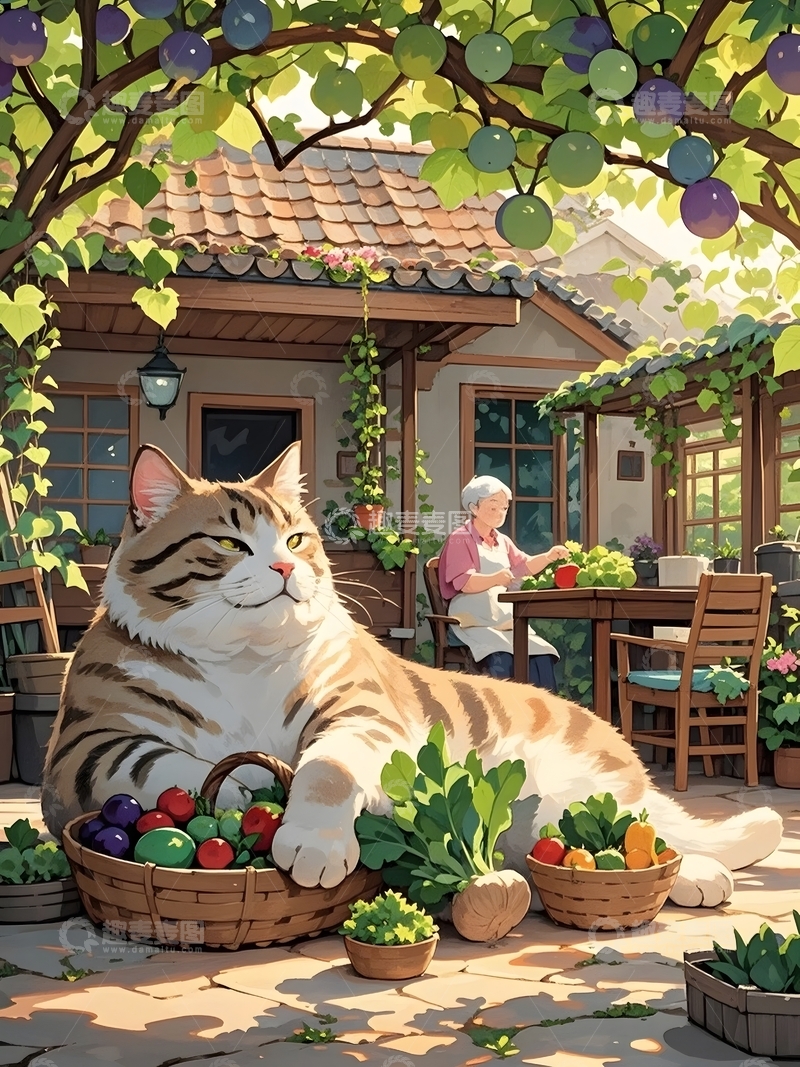 高清大图下载【趣麦麦图】宁静的下午农村插画3