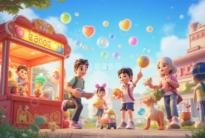 高清大图下载【趣麦麦图】儿童玩具小摊
