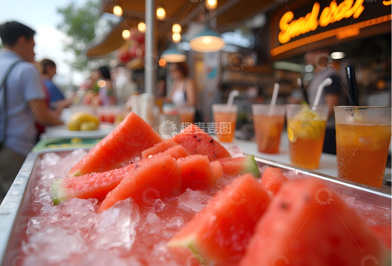 高清大图下载【趣麦麦图】夏日饮品小摊  