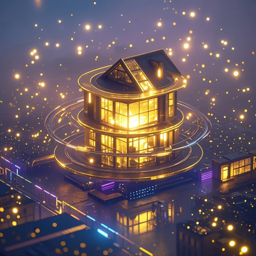 金色粒子特效建筑