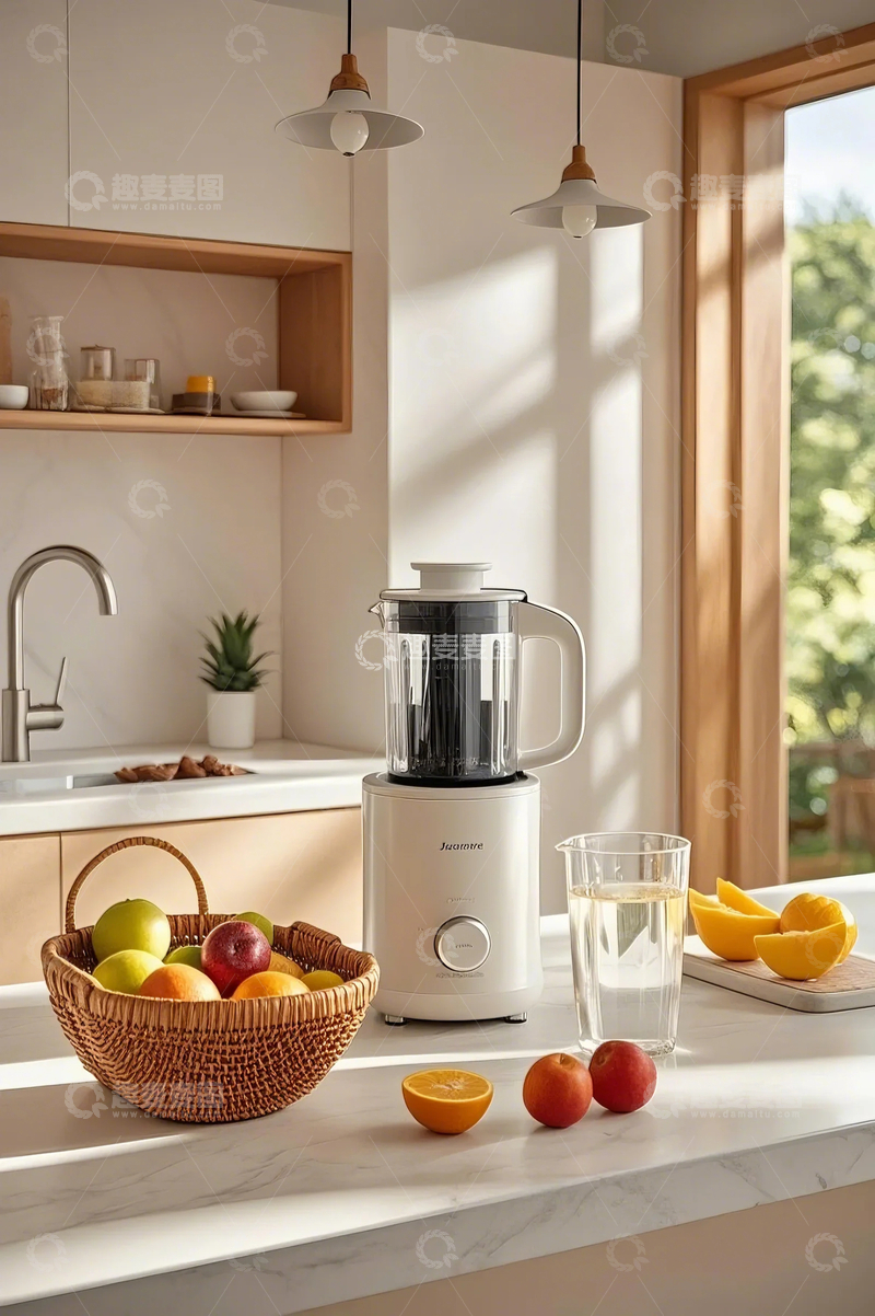 高清大图下载【趣麦麦图】白色简约榨汁机