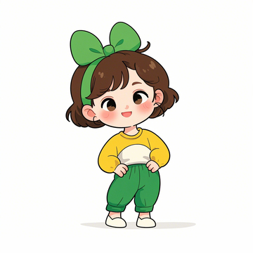 可爱的中国小女孩，动漫风格