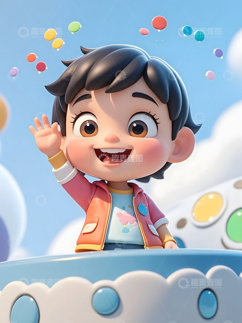 高清大图下载【趣麦麦图】一个充满活力的卡通小男孩