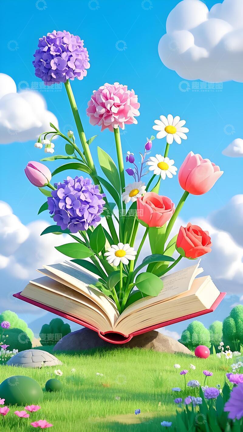 高清大图下载【趣麦麦图】春天梦幻书绽繁花插画4