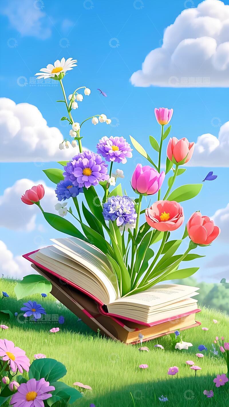 高清大图下载【趣麦麦图】春天梦幻书绽繁花插画8