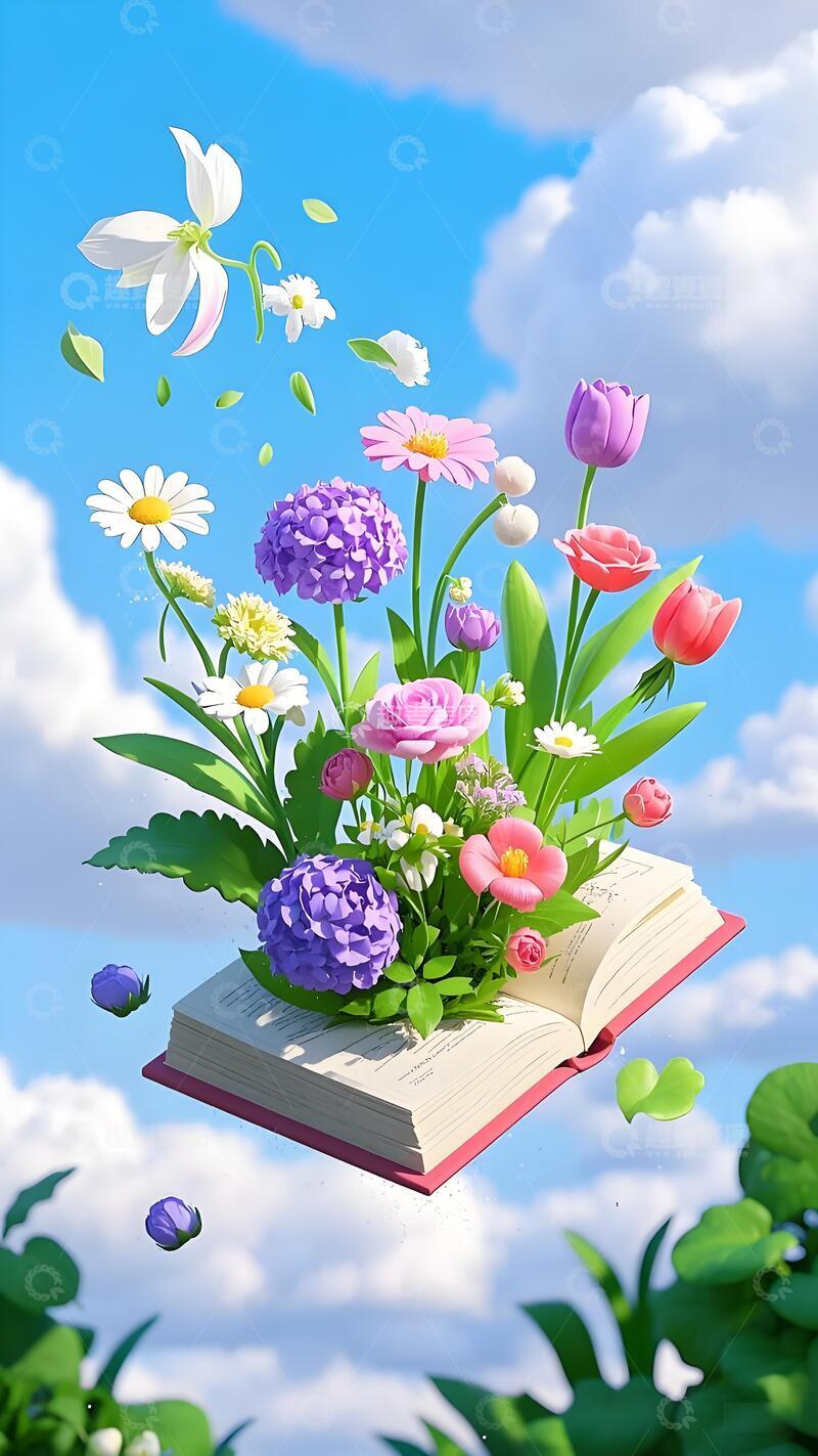 高清大图下载【趣麦麦图】春天梦幻书绽繁花插画5