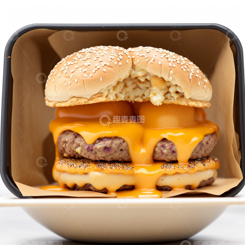 高清大图下载【趣麦麦图】爆浆芝士汉堡5