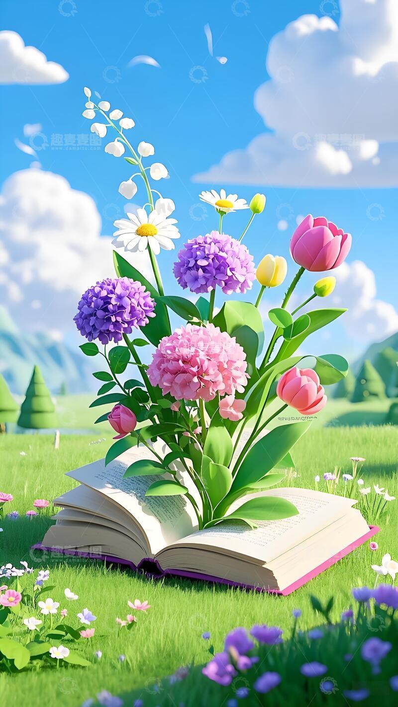 高清大图下载【趣麦麦图】春天梦幻书绽繁花插画7