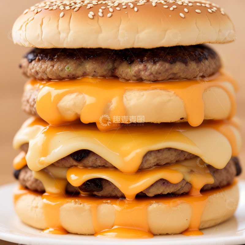 高清大图下载【趣麦麦图】爆浆芝士汉堡3
