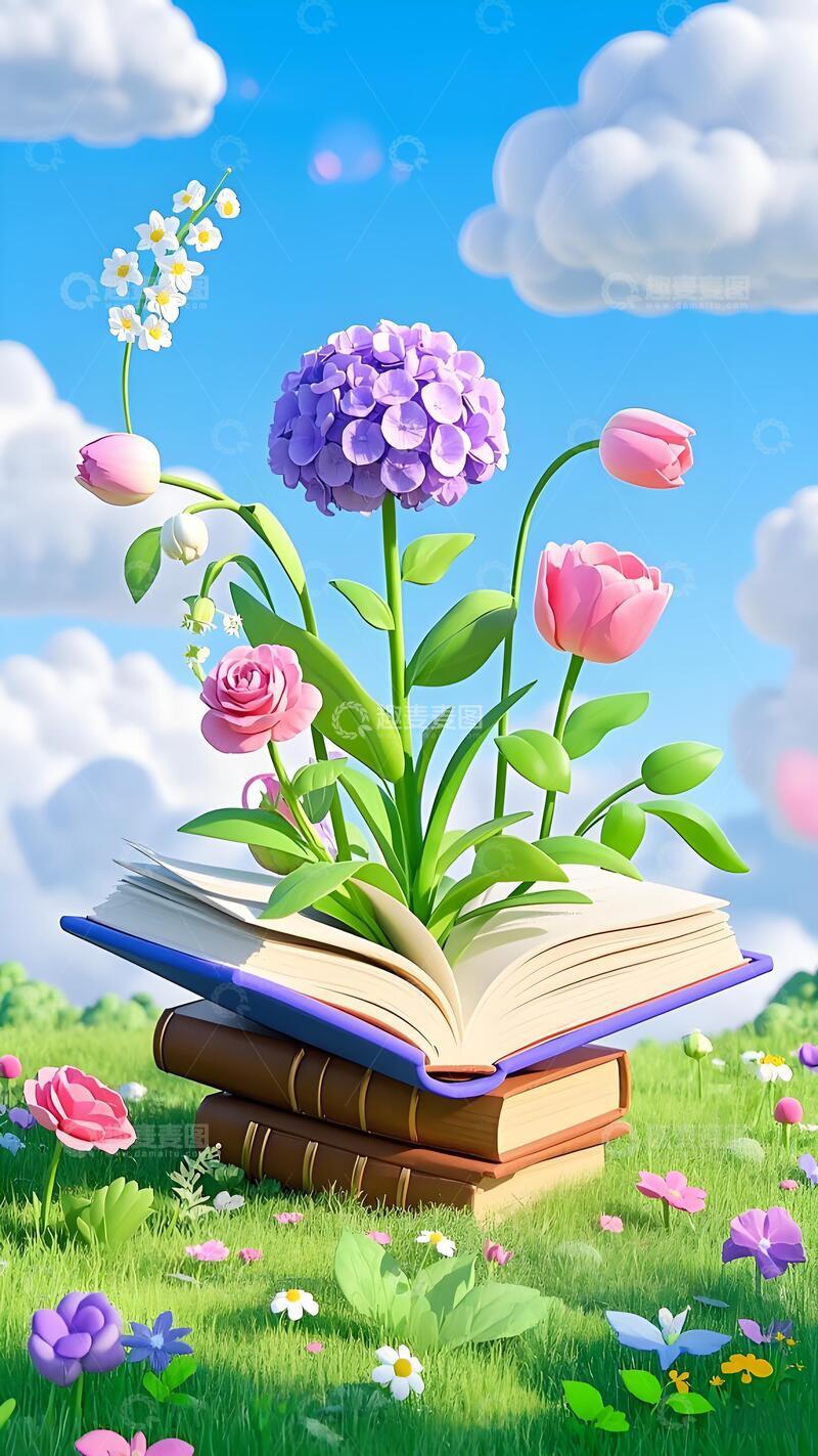 高清大图下载【趣麦麦图】春天梦幻书绽繁花插画6