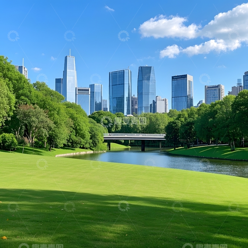 高清大图下载【趣麦麦图】夏天城市公园全景图片2