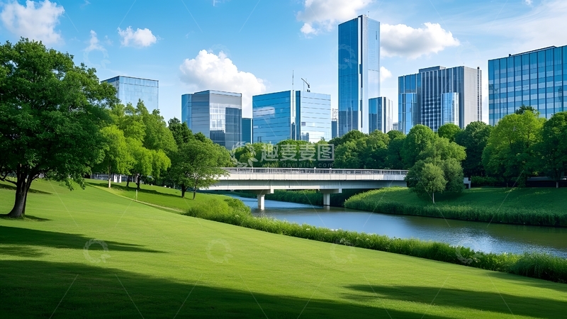 高清大图下载【趣麦麦图】夏天城市公园全景图片
