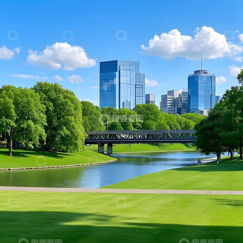 高清大图下载【趣麦麦图】夏天城市公园全景图片5