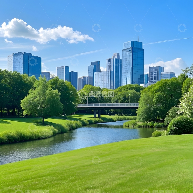 高清大图下载【趣麦麦图】夏天城市公园全景图片3