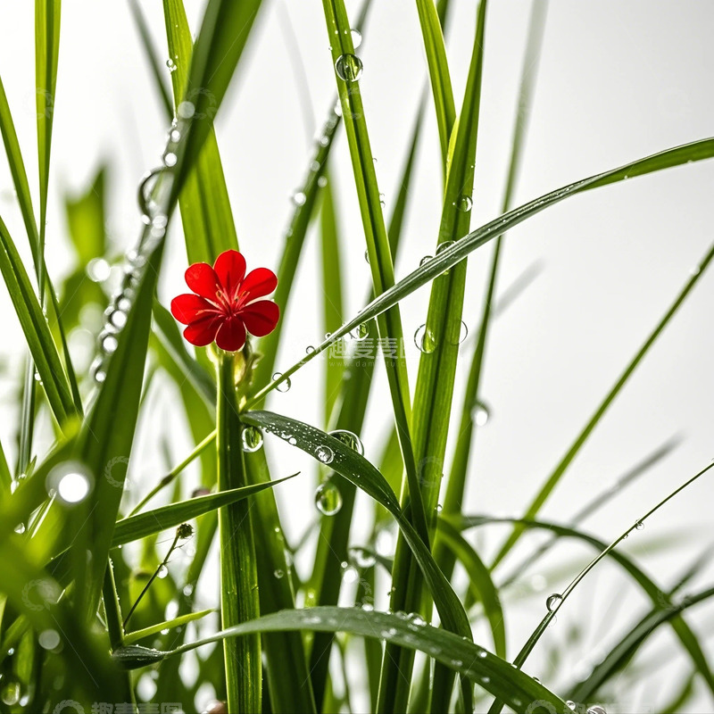 高清大图下载【趣麦麦图】草丛中一朵小红花