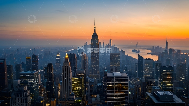 高清大图下载【趣麦麦图】清晨风光城市全景图片2