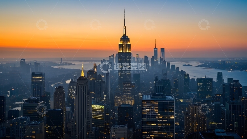 高清大图下载【趣麦麦图】清晨风光城市全景图片1